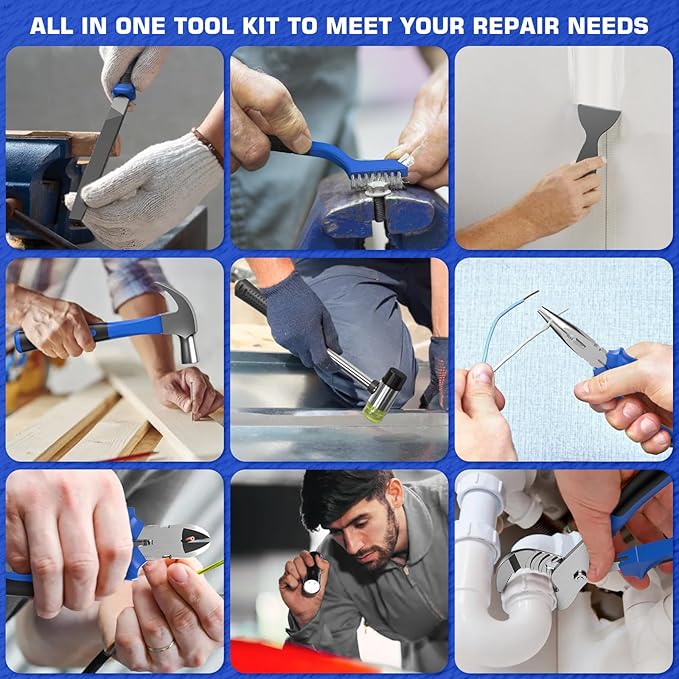 326-PCS Home Tool Kit - Portable Basic Home Repair Tool Set - General Complete Household Outils Box with Hot Glue Gun & Drawer Storage Case for Men Women Homeowner Diyer Handyman