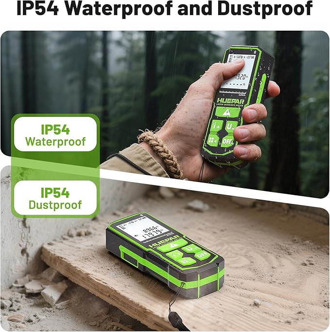 Huepar 330FT Green Laser Measuring Tool with Angle Sensor, ±1/16in (±1.5MM) Accuracy, Rechargeable Digital Laser Room Measuring Device, Laser Distance Measurement, Gifts for Men, Fathers Day Birthday