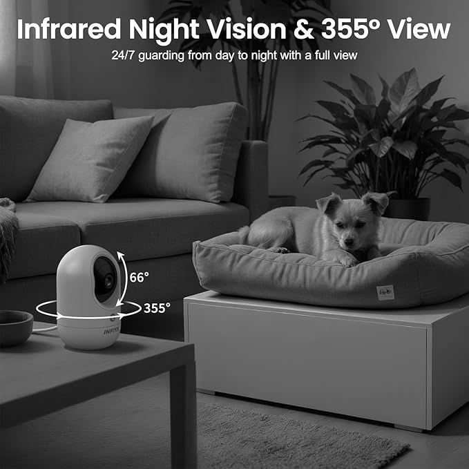 360 Cameras for Home Security-Indoor Camera Monitoring Baby/Nanny with 2K High Resolution & One-Tap Call, 24-7 Local Storage, Compatible with Alexa/Google Home, K7 4Pack (2.4GHz Wi-Fi Only)