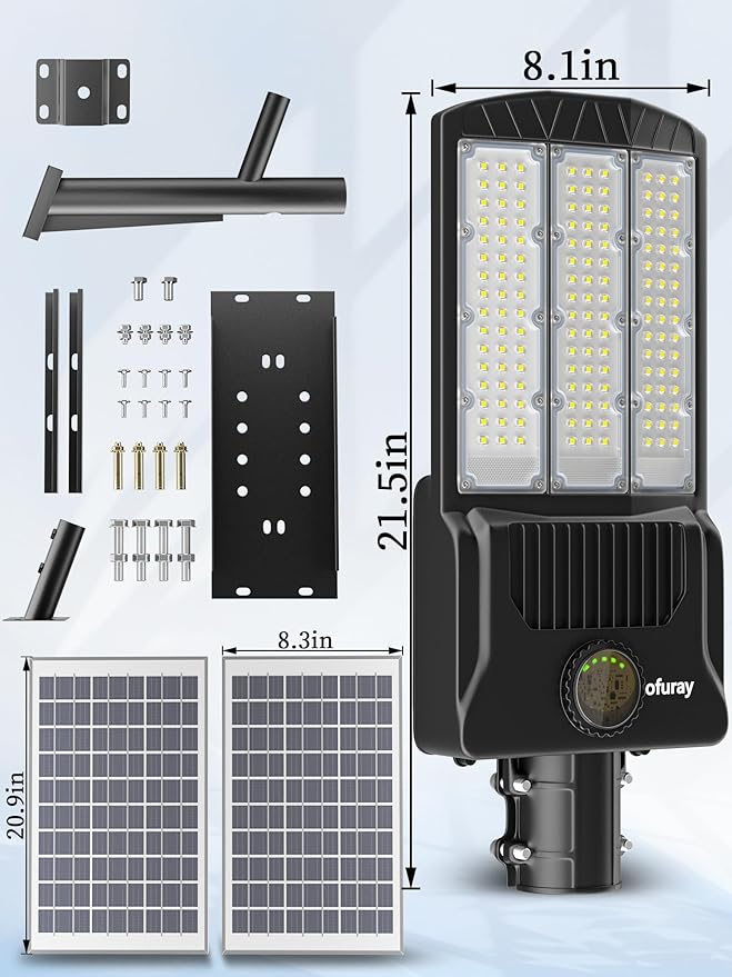 Ofuray OL-7500W Solar Street Lights Outdoor,Parking Lot Lights Commercial Dusk to Dawn,30,000mah Big Power Solar Security Flood Remote Control with Motion Sensor for Street,Yark,Court