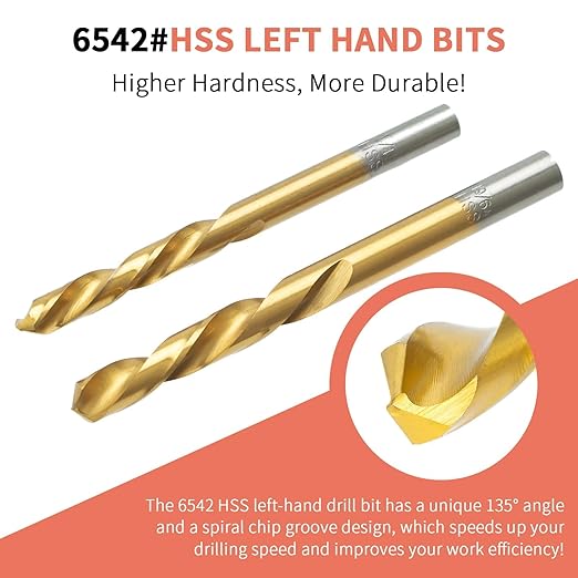 Screw Extractor Set, 37# Cr-Mo & 6542 HSS Steel Cobalt Left-Hand Drill Bit, Easy Out Broken Bolt Remover Reverse, Ez Out Stripped, Rounded-Off, Damaged Bolts, Screws&Studs Removal Tool (18-Pieces)