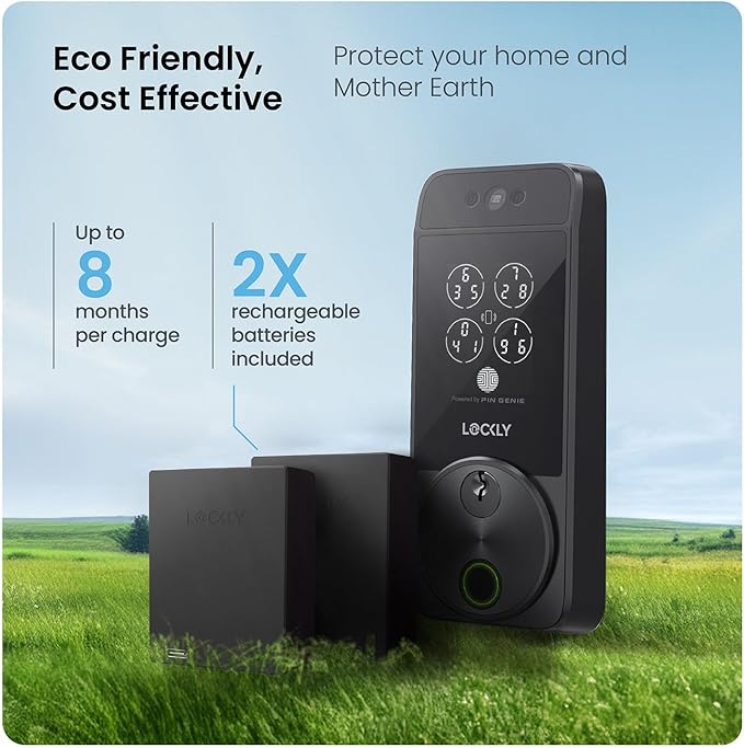 Lockly Visage Zeno Series Smart Lock, Facial Recognition & Fingerprint Keyless Entry Door Lock, Built-in Wi-Fi Deadbolt with Apple Home Key, PIN Genie Keypad, App Remote Control, Easy Installation