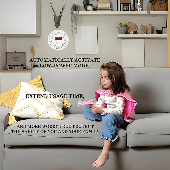 Carbon Monoxide and Smoke Detector LCD Display, Battery Powered, Dual sensors, 85dB Voice Alarm and Real-time Tracking, Suitable for Home/Kitchen/Bedroom/RV (Small Screen, 2Pack-CO&Smoke)