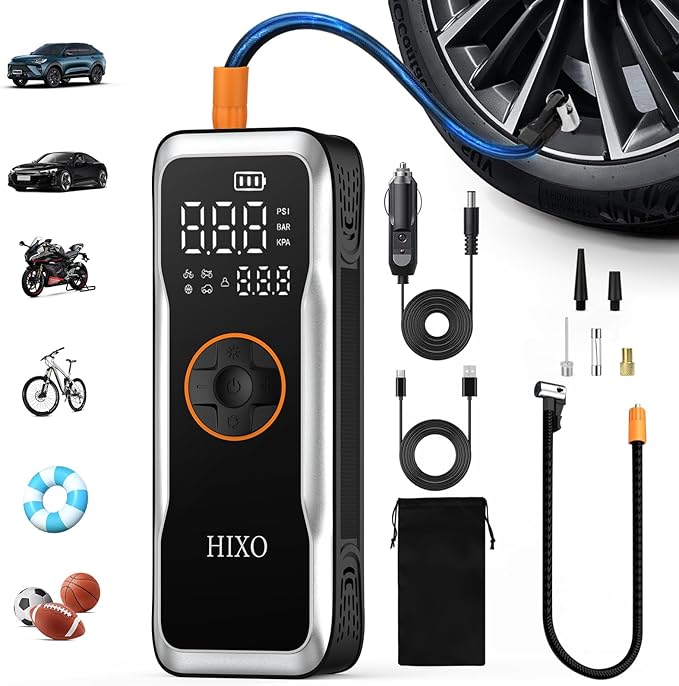 Tire Inflator Portable Air Compressor, 150PSI Air Compressor with Digital Pressure Gauge, 20000mAh & 4X Faster Portable Air Pump for Car, Motorcycle, Bicycle, Ball and More