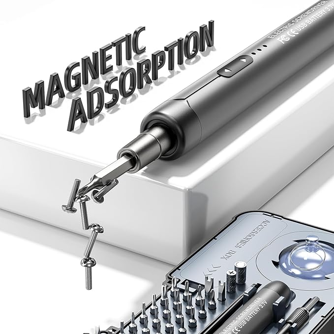 Electric Screwdriver Set, Precision Screwdriver Set, Magnetic Drill Bit, Magnetic Storage, Mini Precision Electric Screwdriver Repair Kit for PC RC Electronics