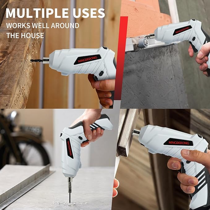 Electric Cordless Screwdriver Set, power-screw-guns，Rechargeable Cordless Power Tool with Carrying Case and Bits (black)