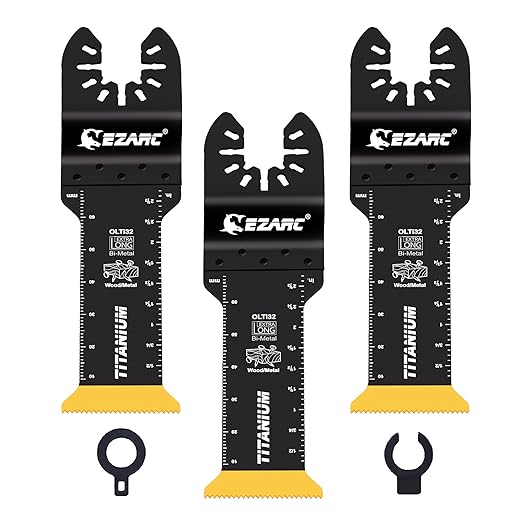 EZARC Titanium Oscillating Saw Blades, Extra-Long Oscillating Multitool Blades for Metal, Wood Nails, Screws Cutting, Plastic, 3 Pack