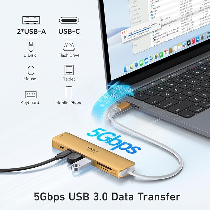 USB C Hub HDMI Adapter for MacBook Pro/Air, 7 in 1 USBC Dongle with HDMI, SD/TF Card Reader, USB C Data Port,100W PD, and 2 USB 3.0 Compatible for MacBook Pro/Air, Dell XPS, Lenovo Thinkpad.