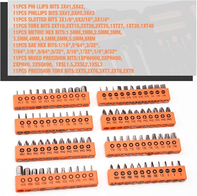 DNA MOTORING 220pcs Mechanic Tool Socket Wrench Set, SAE and Metric Socket Wrench Set, Tool Box Case for Home, Auto and Bike Repair, Orange, TOOLS-00021
