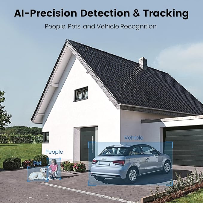 AOSU Floodlight Camera Wired, 3K UHD Security Camera Outdoor, 360° Coverage Surveillance, 24/7 Recording, Motion Detection, 2600-Lumen Motion-Activated Floodlight, Color Night Vision