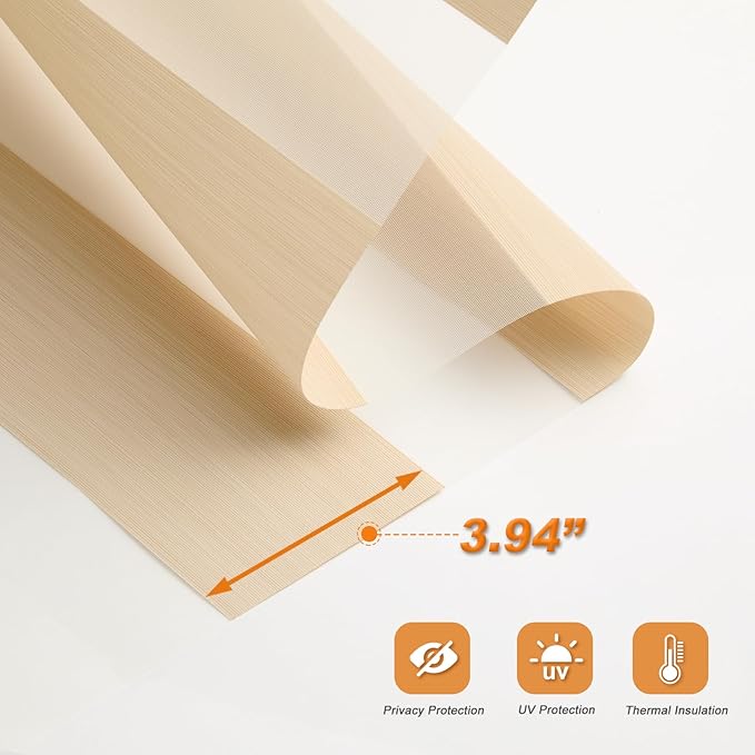Persilux No Drill No Tool Custom Size Zebra Blind Dual Layer Privacy for Day and Night Window Blinds Light Filtering Cordless Windows Shades for Windows,Easy to Install Thermal Insulated Blinds,Beige