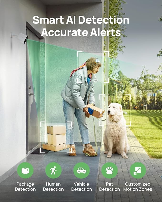 Anona Aurora 4K Solar Security Cameras Wireless Outdoor, Forever Power with Solar Panel, 8MP Color Night Vision, 24/7 AOV Recording, No Monthly Fees, AI Detection, Easy Setup, 2.4 GHz Wi-Fi, IP67