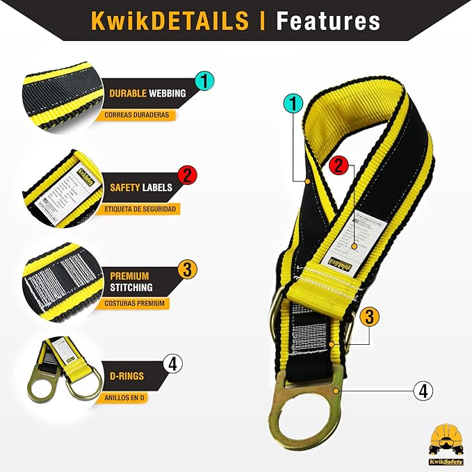 KwikSafety - 6' mini Mamba Self Retracting Lifeline [Combo] Class 1 Retractable Safety Lanyard SRL ANSI OSHA