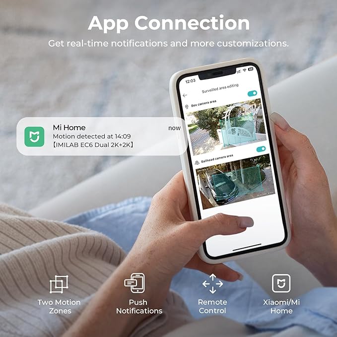 IMILAB EC6 Dual 2K+2K Plug-in Outdoor Security Camera: Outdoor Camera for Home Security w/Motion Spotlight/Siren, Wired 360° Rotate Cam, Person Tracking, 24/7 Continuous Recording, Color Night Vision