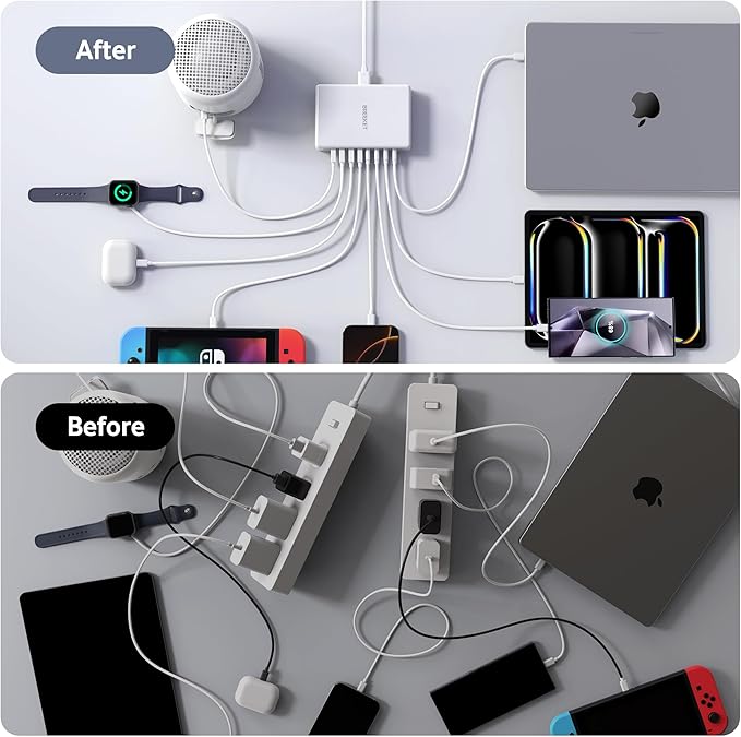 2025 Latest Charging Station, 260W USB C Charger Block, GaN III 8-Port Fast Type C Charging Hub, 100W Laptop Power Adapter for MacBook Pro/Air, Dell XPS, Steam Deck, iPad Pro, iPhone 17/16, Galaxy S25