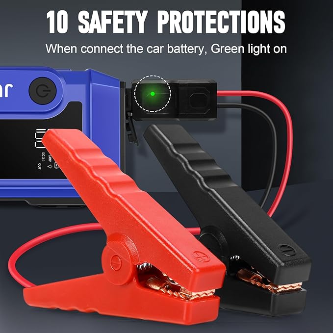 Car Battery Jump Starter 4000A Peak, Portable Battery Jumper Starter Up to 8.0L Gas & 6.0L Diesel Engines, 12V Car Jumper Battery Pack Charger with Flashlight