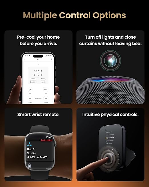 SwitchBot Hub 3 (3rd Gen), Smart Home Hub with 2.4" IPS Screen & Knob Control, WiFi Thermometer Hygrometer, IR Remote Hub (Matter/Bluetooth 200m), Alexa/Google/Apple Home Compatible