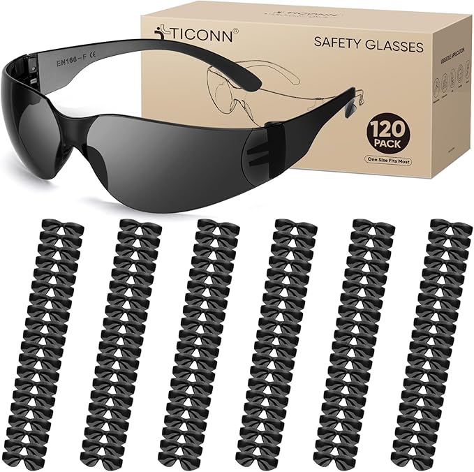 TICONN Clear Safety Glasses for Men, Safety Goggles with Scratch Impact Resistant Meets ANSI Z87.1 Standard