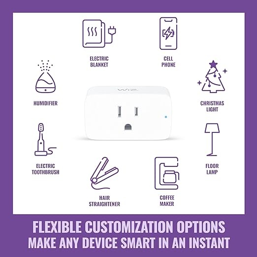 WiZ Smart Plug- Sunset to Sunrise Automation + Motion Detection + Control with Voice or App, Compatible with Alexa, Google Home, and HomeKit - WiFi Wall Outlet - 4 Pack