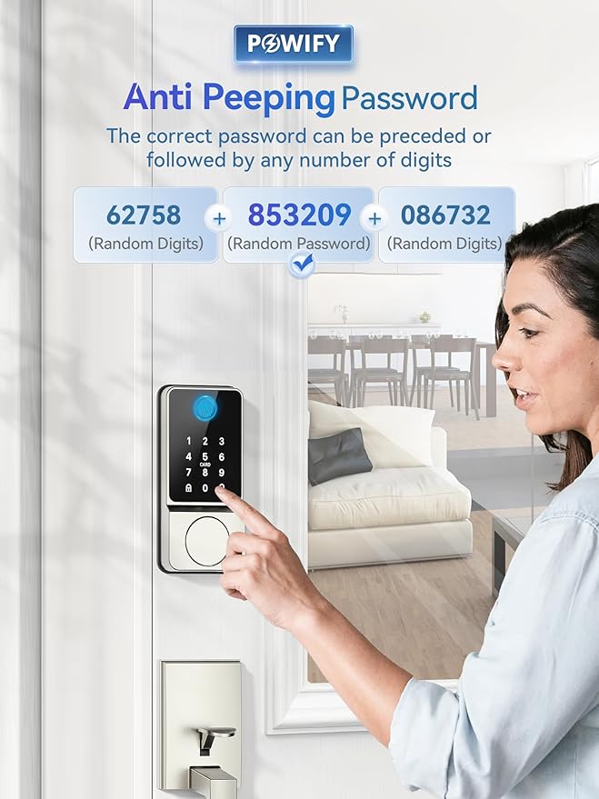 Keyless Entry Door Lock with Handle, APP Control Smart Front Set, Keypad Door with Handle, Keypad Deadbolt Auto Lock, Easy to Install, Bluetooth, Satin Nickel