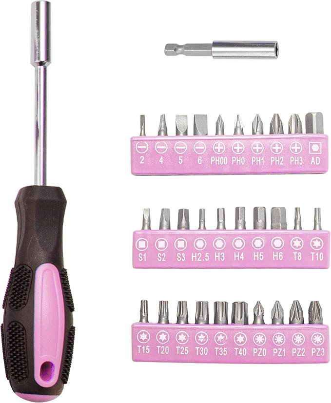 CARTMAN 126-Piece Home Tool Set Kit, Basic Household Hand Tools with Storage Case, Pink
