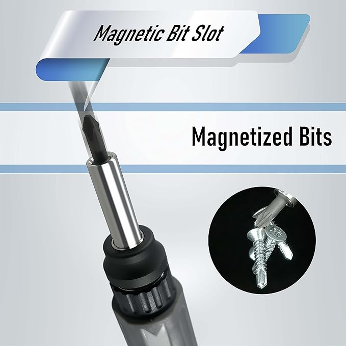 32 in 1 Ratchet Screwdriver Set with Push-Eject Extension Rod, 48-Tooth Gear Ratchet, Antislip Soft Handle, Magnetic Bit Holder, 30pcs S2 Steel Bits, Excellent Handling and Versatile Use