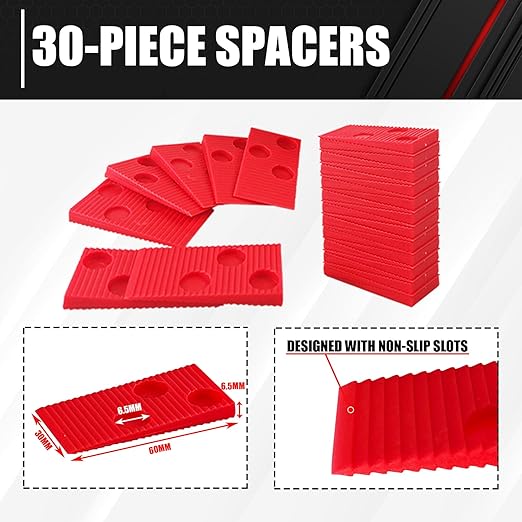 C&T 33-Piece Laminate Wood Flooring Installation Kit with Double-Face Hammer, Heavy Duty Pull Bar, Tapping Block and 30-Piece Spacers, Vinyl Floor Installation Kit