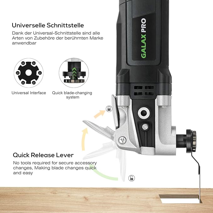 GALAX PRO 3.5A 6 Variable Speed Oscillating Multi Tool Kit with Quick Clamp System Change and 30pcs Accessories, Oscillating Angle:4° for Cutting, Sanding, Grinding