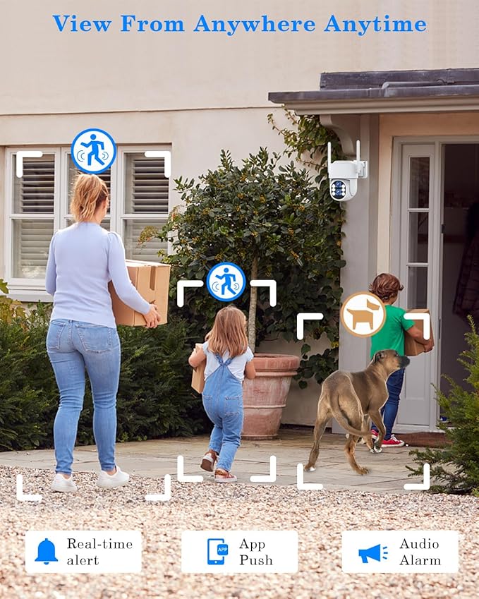 Security Camera System Outdoor Wireless for Home, ZHXINSD Dual Lens 6MP 10X Hybrid Zoom 360° Auto-Track 4 Cameras Set with 12.5" Monitor, 2.4/5G 10CH 4K NVR 24/7 Record Two-Way Audio Indoor 1TB HDD