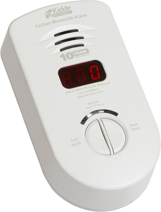 Kidde Carbon Monoxide Detector, Plug In Wall with 10-Year Battery Backup, Digital LED Display, Test-Hush Button