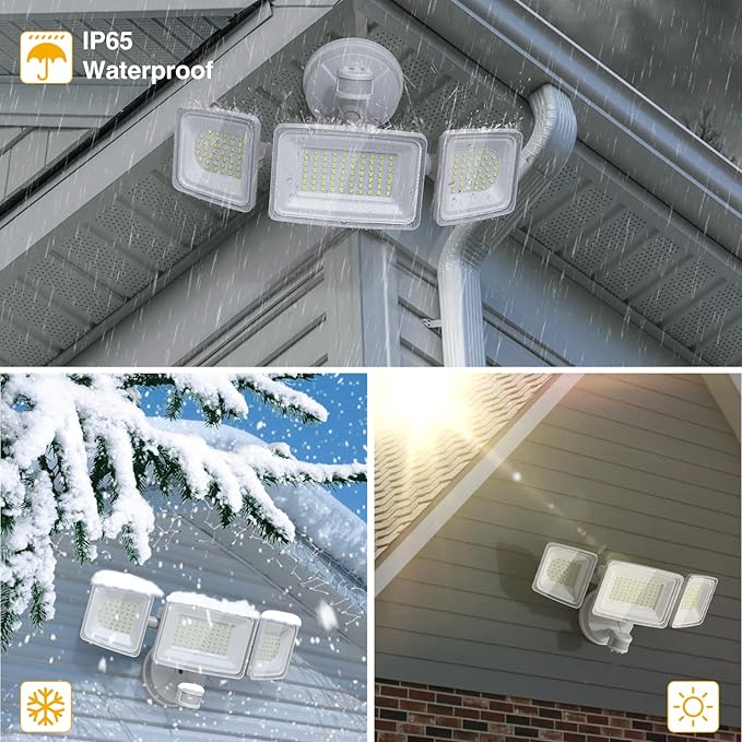 Onforu 2 Pack 100W LED Security Lights Motion Sensor Outdoor, 9000LM Super Bright Flood Light Motion Detector, IP65 Waterproof Exterior Floodlight, 6000K Hardwired Wall Light (White)