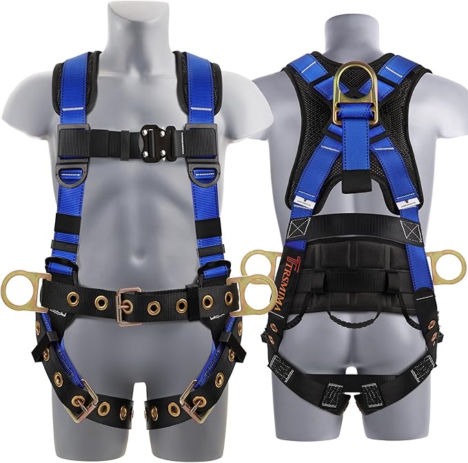 Trsmima Safety Harness Fall Protection - Roof Full Body Harness Men Construction Work Belt Tongue & Quick Connected Buckle