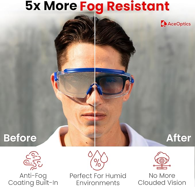 Safety Glasses & Goggles – ANSI Z87, Adjustable, 5X Anti-Fog ClearShield™ Lenses, Includes Premium EVA Hard Case