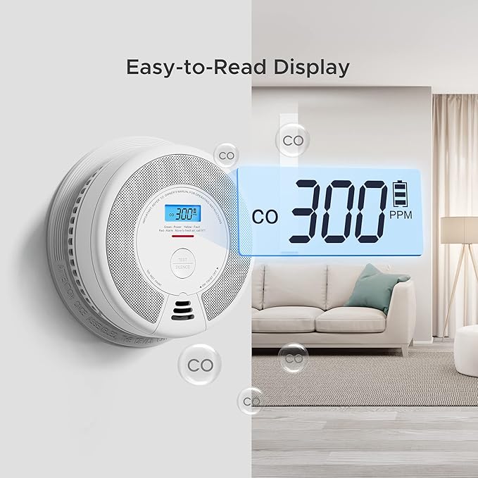 X-Sense Wireless Interconnected Combination Smoke and Carbon Monoxide Detector with LCD Display & 10-Year Battery, Over 820 ft Transmission Range, 1-Pack