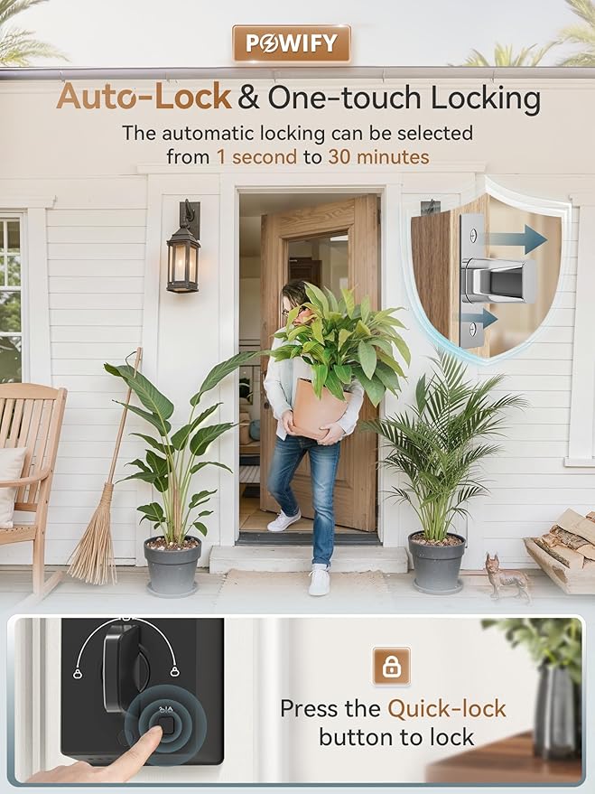 Keyless Entry Door Lock with Handle,Fingerprint Smart Front Door Lock Set,APP Control, Electronic Keypad Deadbolt with Lever Handle, Anti-Peeping, Auto Lock, Easy Install, Black