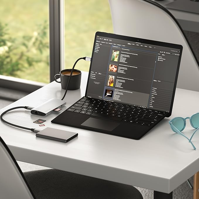 Satechi 8 in 1 USB C Hub Multiport Adapter V3, 8K HDMI, 100W Charging, 4 USB Data Ports, Ethernet, SD Card Reader, for Laptop, for Mac/Windows, MacBook Pro/Air M4/M3/M2/M1, iPad, iPhone 16 - Silver