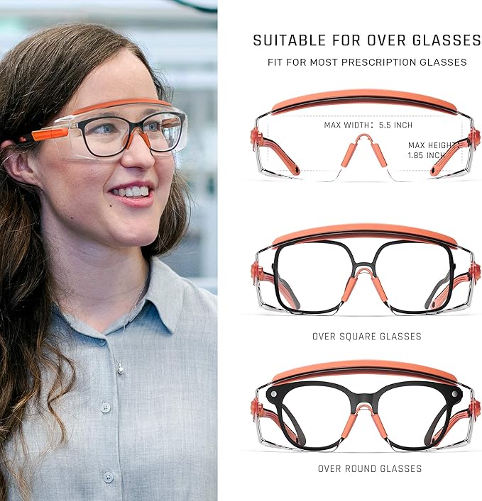 Anti Fog Safety Glasses Safety Goggles Over Glasses Protective Glasses with Anti Scratch Lenses Adjustable