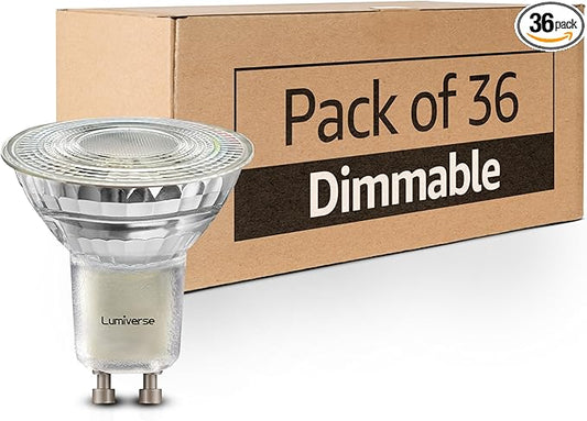Lumiverse 36 Pack GU10 LED Bulbs, Dimmable, 5000K Daylight White, 5.5W 500lm [50W Equivalent], Par16 Led Bulbs for Track Lighting, 40° Beam Angle, ampoule led, UL Listed