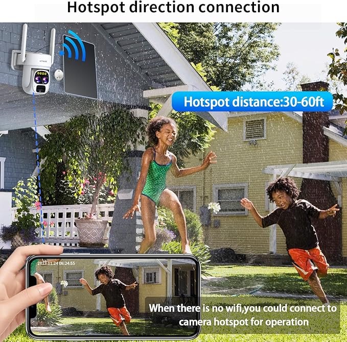 Cameras for Home Security Wireless Outdoor Solar,Alexa Security Camera Outside,360 PTZ Outside WiFi Camera Dual Lens 10x Zoom,Night Vision,2K,Water Proof, No Month Fee