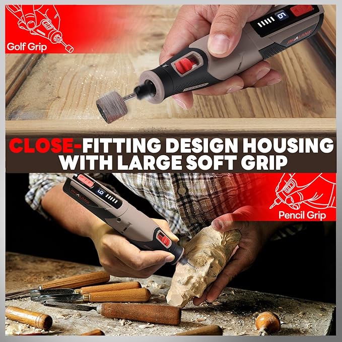 Rotary Tool Kit - 4V Power Rotary Tools, PHALANX Rotary Tool 80PCS Accessories 4000mAh Li-Ion Battery, 9 Speed Adjustment Multi-Purpose Engraver Tool for Wood Cutting Sanding Light-Duty DIY Crafting