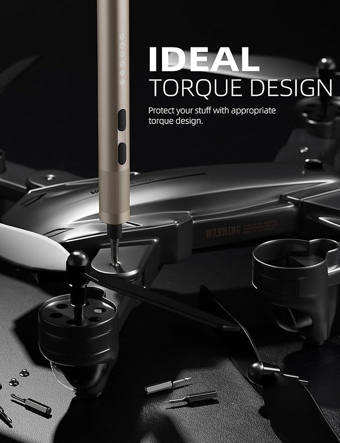 Mini Electric Screwdriver Set, 37 Self-Magnetic Bits, Dual Mode Electric/Manual, 3.7V Rechargeable, Max 3 N.m Torque, Clip Storage Case, Repair Tool for Phone Laptop Camera Watch Electronics - Beige