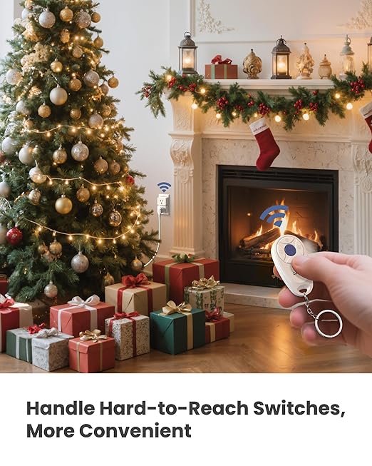 Mini 3-Gang Remote Control Outlet Plug Switches, Mini Key Design, Expandable Wireless Light Switches, No Wiring No WiFi, 300 ft, 15A/1500W, for Household Appliances