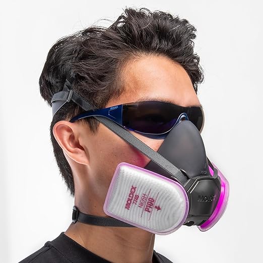 Moldex Adapt Safety Glasses, Anti-Fog, Scratch & UV Resistant, Blue Mirror, Blue Temples; Blue Soft Grip Rails, PPE Work Eyewear Protection Men, Women, Unisex, 12-Pack, 5002M-2