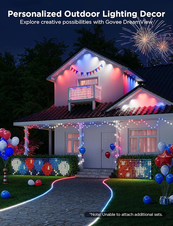 Govee Outdoor Net Lights, 2.8 × 9.4ft with RGBIC and DIY Functions, 480 LEDs Smart Net Lights with 64 Modes for Bush Patio Decor, IP65 Waterproof, Compatible with Alexa & Google Assistant, Green Wire