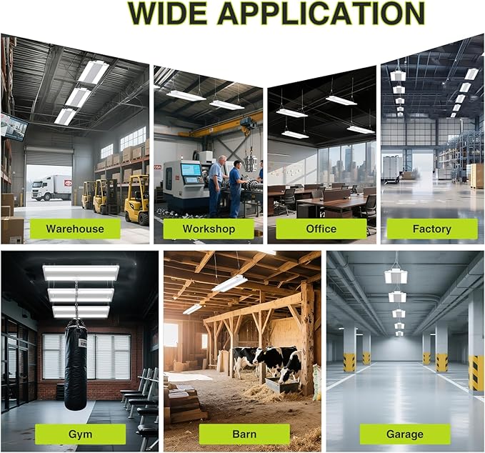 LED Linear High Bay Shop Light 210W, Larger Central Lighting Area, 31500LM, 100-277V, 0-10V, 5000K, Commercial Linear High Bay Led Shop Lights for Warehouse Industrial Garage Workshops, 4 Pack, UL