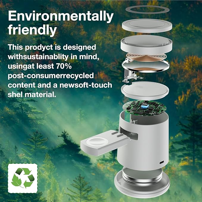 2025 Upgrade 3 in 1 Charging Station for Apple MagSafe Charger, Adjustable Portable Wireless Charging Stand, Fast Wireless Charger Dock for iPhone 16 15 14 13 12 Pro Max & Apple Watch AirPods (White)