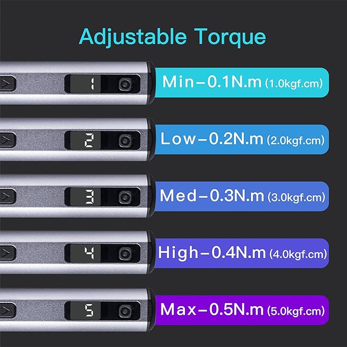 AM ARROWMAX Mini Electric Screwdriver, 5 Torque Modes Precision Electric Screwdriver, 60-in-1 Magnetic Bits 5/32''Hex, Max 3 N.m, Repair Tool Set for Phone Camera Laptop Watch (SES NANO)