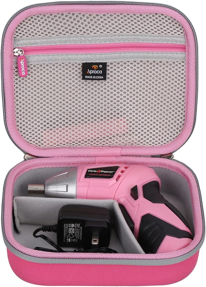 Aproca Tool Case Compatible with Hi-Spec 27pc Power Screwdriver Set, Portable Storage Bag for Cordless and Accessories - Pink (Case Only)