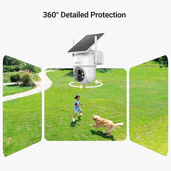 Security Cameras Wireless Outdoor Home System, 2 Camera Kit, No Subscription Fees, Solar Powered, Local Storage, 365-Day Battery Life, 360°PTZ Surveillance, Auto Tracking, 2K Color Night Vision