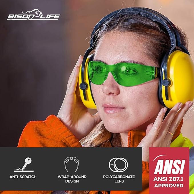 BISON LIFE Keystone Color Lens Safety Glasses | Anti Scratch | Impact Resistance | ANSI Z87.1 Standard | UV 400 Protection